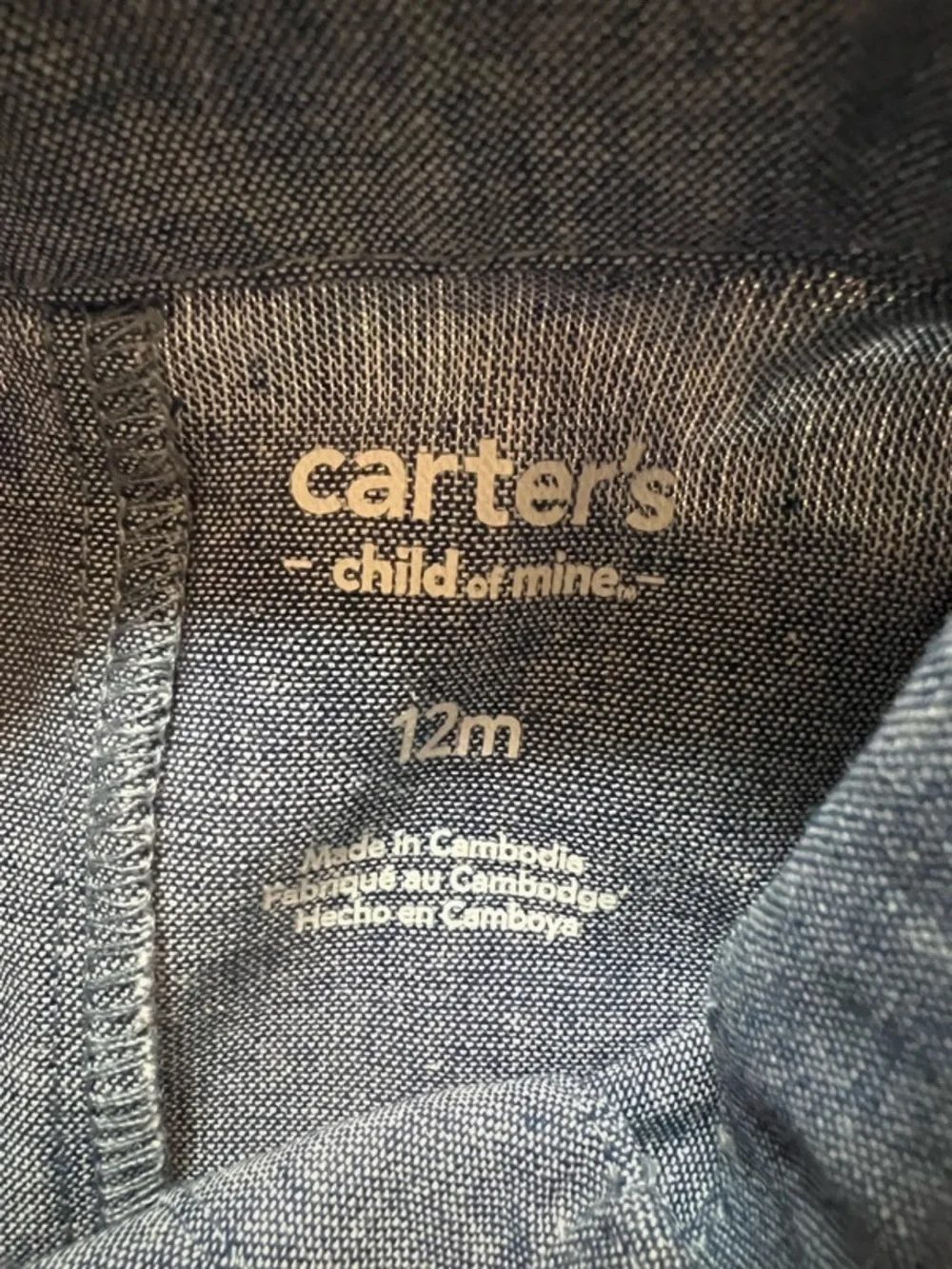 🌵3/$20 Carter’s Chambray Romper Blue 12M NWT